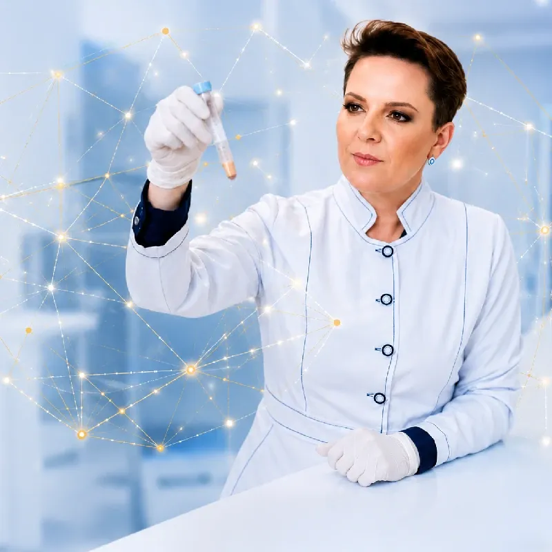 Dra. Daiane Simão em laboratório, conectando pontos de uma rede genética